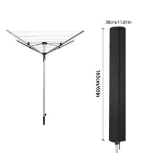 E-DONG Rotary Washing Line Cover, Waterproof Rotary Airer Cover Heavy Duty 210D Oxford Fabric Rotary Dryer Cover with Zip Rotary Clothes Line Cover, Anti-UV, Rip-Proof 168x30x30cm Black