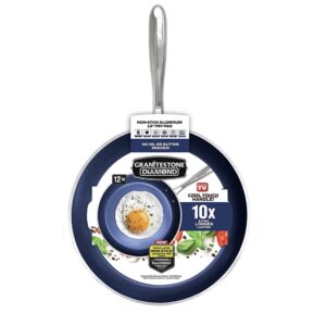 Granitestone Blue 12 Inch Non Stick Frying Pans Nonstick Skillet with Mineral and Diamond Triple Coated Surface, Nonstick Frying Pan, Nonstick Pan, Oven/Dishwasher Safe Non Stick Pan, 100% Non Toxic