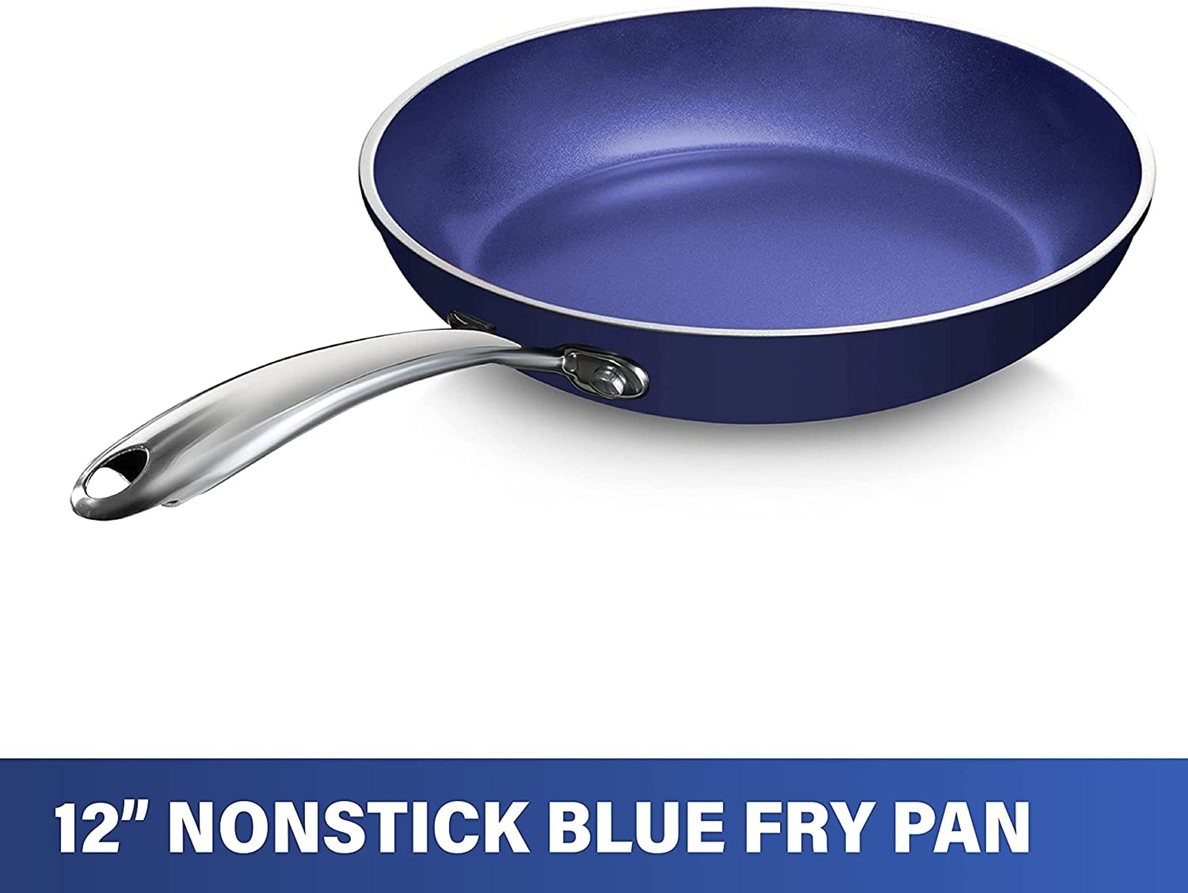 Granitestone Blue 12 Inch Non Stick Frying Pans Nonstick Skillet with Mineral and Diamond Triple Coated Surface, Nonstick Frying Pan, Nonstick Pan, Oven/Dishwasher Safe Non Stick Pan, 100% Non Toxic