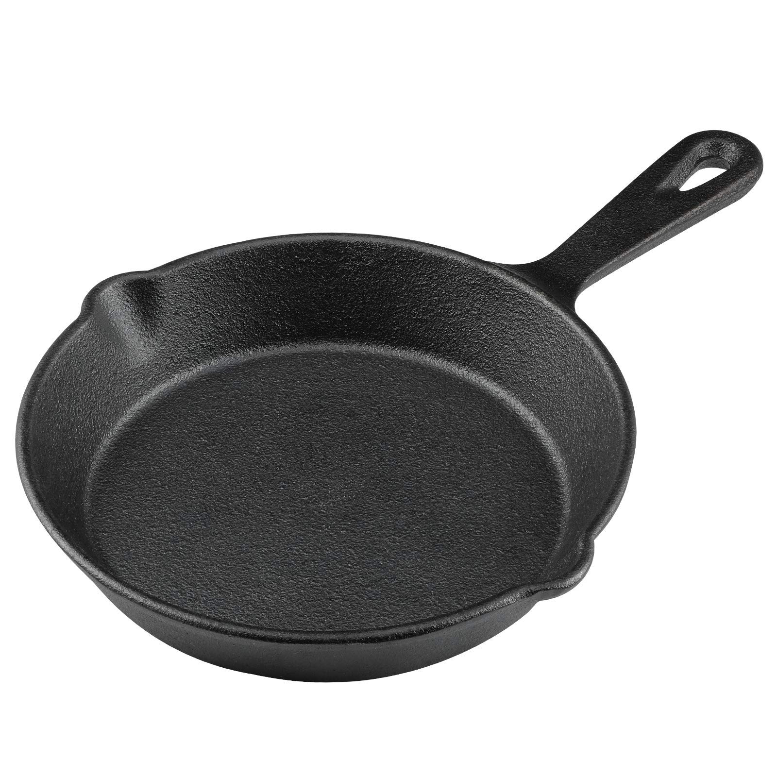 MOZUVE 6 Inch Cast Iron Skillet, Frying Pan with Drip-Spouts, Pre-seasoned Oven Safe Cookware, Camping Indoor and Outdoor Cooking, Grill Safe, Restaurant Chef Quality