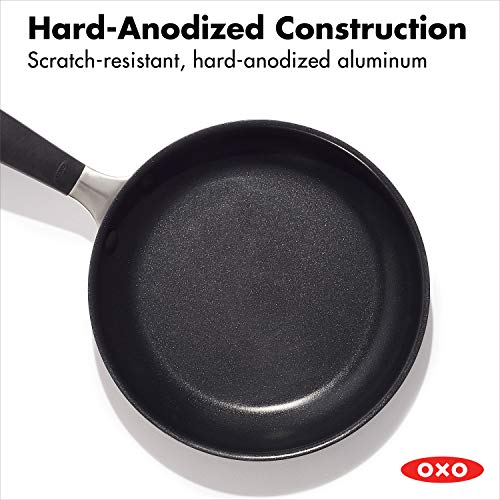OXO Good Grips 8" Frying Pan Skillet, 3-Layered German Engineered Nonstick Coating, Stainless Steel Handle with Nonslip Silicone, Black