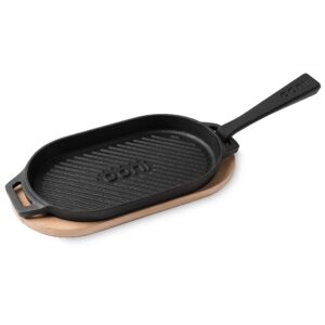 ooni cast iron grizzler plate - griddle cast iron pan - cast iron cookware with removable handle - cast iron griddle - pre-seasoned oven safe