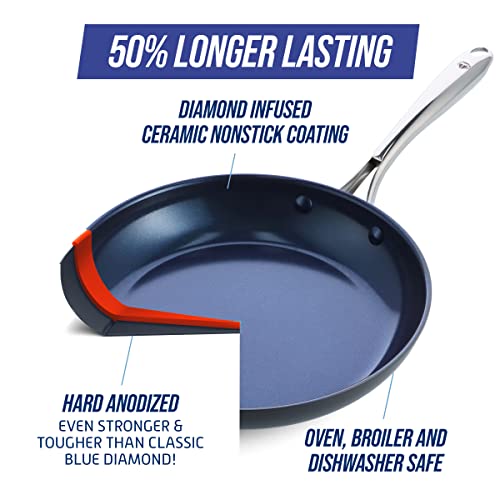 Blue Diamond Cookware Hard Anodized Ceramic Nonstick, 10" Frying Pan Skillet, PFAS-Free, Dishwasher Safe, Oven Safe, Grey