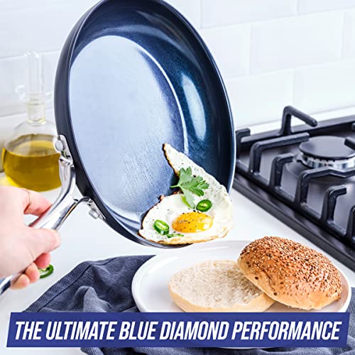 Blue Diamond Cookware Hard Anodized Ceramic Nonstick, 10" Frying Pan Skillet, PFAS-Free, Dishwasher Safe, Oven Safe, Grey