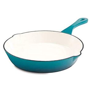 crock pot artisan 10 inch enameled cast iron round skillet, teal ombre