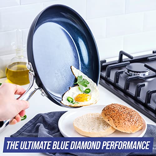 Blue Diamond Cookware Hard Anodized Ceramic Nonstick, 10" and 12" Frying Pan Skillet Set, PFAS-Free, Dishwasher Safe, Oven Safe, Grey
