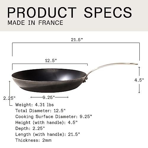 Made In Cookware - 12" Blue Carbon Steel Frying Pan - (Like Cast Iron, but Better) - Professional Cookware - Crafted in France - Induction Compatible