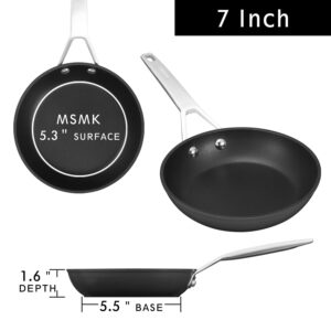 MsMk 7 inch Small Frying Pan, Carbonize also Nonstick Omelette Pan, PFOA Free Non-Toxic, Scratch-resistant, Induction Egg skillet, for Induction, Ceramic and Gas Cooktops