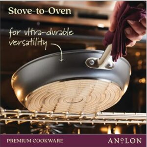 Anolon Accolade Forged Hard Anodized Nonstick Deep Frying Pan / Skillet with Helper Handle and Lid, 12 Inch - Moonstone Gray