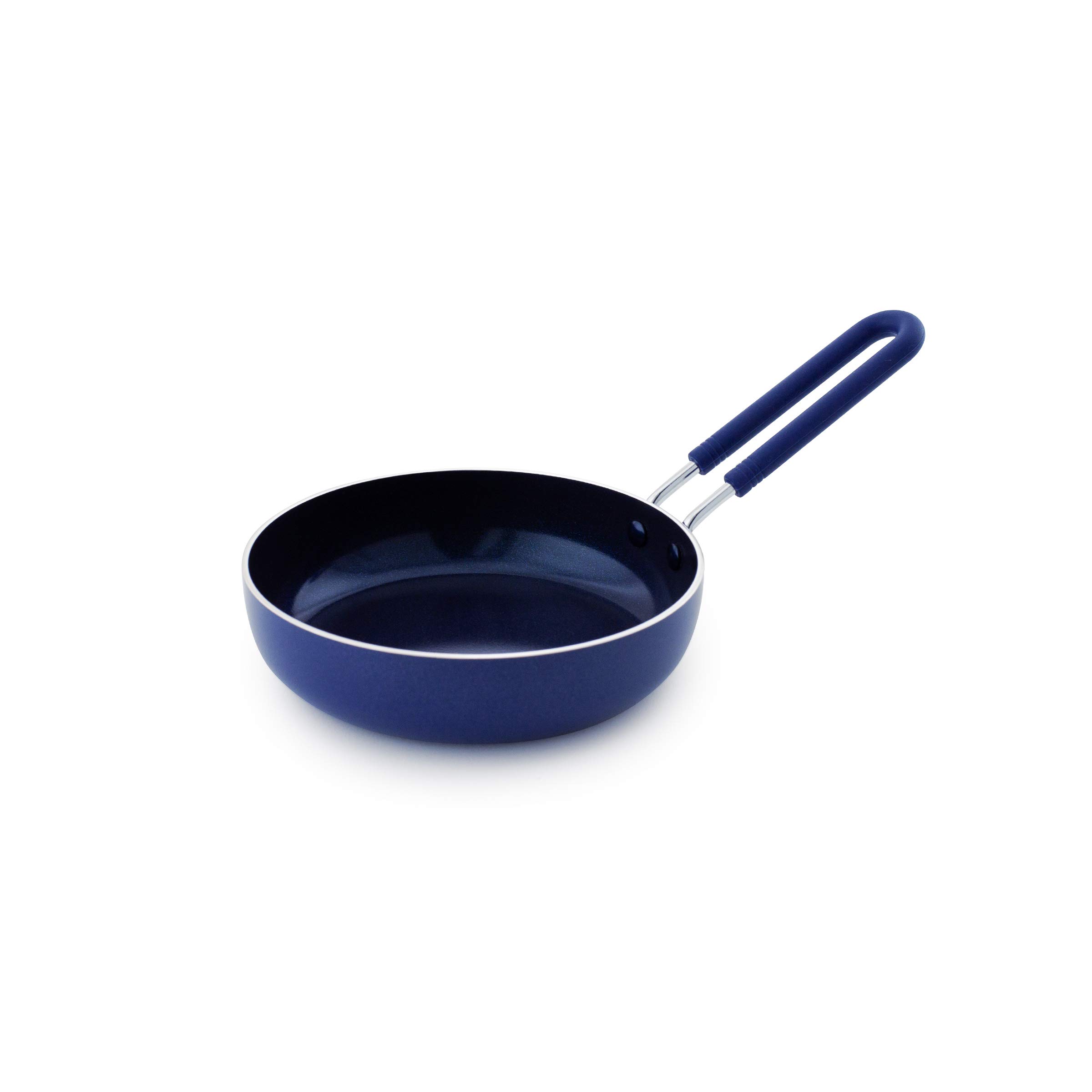 BLUE DIAMOND Cookware Ceramic Nonstick Frying Pan, 8 inch New Version & Cookware Healthy Ceramic Nonstick Mini Egg Pan, Blue