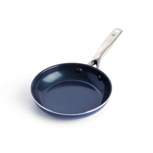 BLUE DIAMOND Cookware Ceramic Nonstick Frying Pan, 8 inch New Version & Cookware Healthy Ceramic Nonstick Mini Egg Pan, Blue