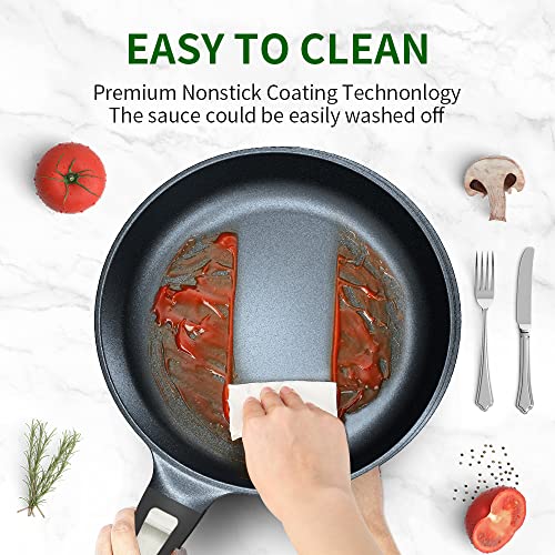 Diricho 8" Nonstick Frying Pan, 8/10/11 inch Non Stick Egg Pans Omelet Skillet with Removable Handle, Oven and Dishwasher Safe, Induction Compatible, Healthy Cooking Cookware, PFOA Free