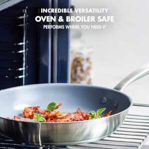 GreenPan Treviso Stainless Steel Healthy Ceramic Nonstick, 9.5" and 11" Frying Pan Skillet Set, PFAS-Free,Clad, Induction, Dishwasher Safe, Silver