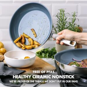 GreenPan Treviso Stainless Steel Healthy Ceramic Nonstick, 9.5" and 11" Frying Pan Skillet Set, PFAS-Free,Clad, Induction, Dishwasher Safe, Silver