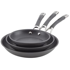 circulon radiance hard anodized nonstick frying / fry pan set / skillet set - 8.5 inch, 10 inch, and 12.25 inch , gray