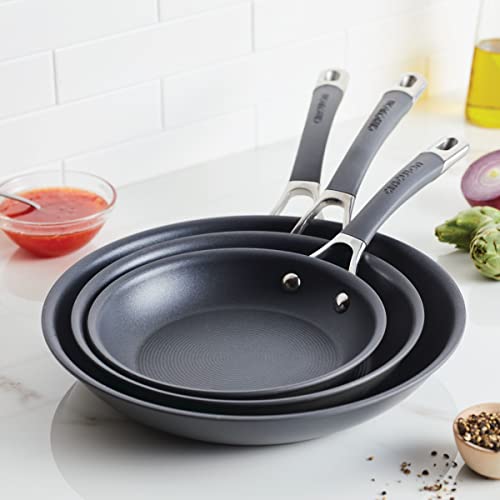 Circulon Radiance Hard Anodized Nonstick Frying / Fry Pan Set / Skillet Set - 8.5 Inch, 10 Inch, and 12.25 Inch , Gray