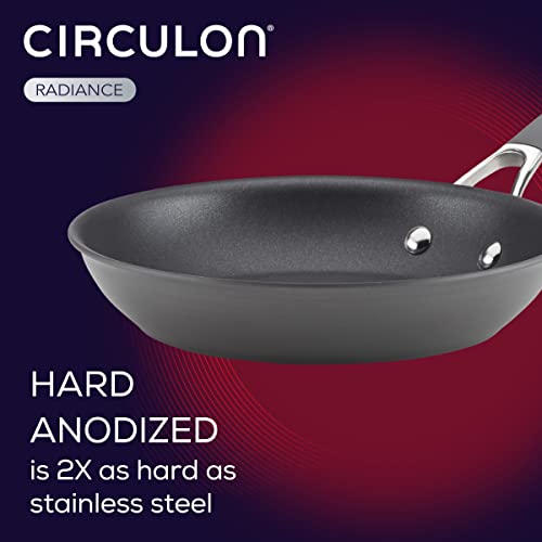 Circulon Radiance Hard Anodized Nonstick Frying / Fry Pan Set / Skillet Set - 8.5 Inch, 10 Inch, and 12.25 Inch , Gray