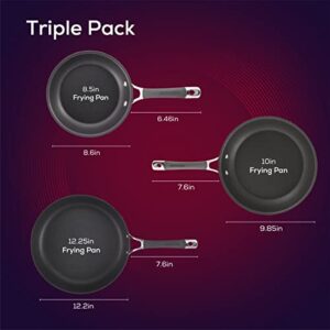Circulon Radiance Hard Anodized Nonstick Frying / Fry Pan Set / Skillet Set - 8.5 Inch, 10 Inch, and 12.25 Inch , Gray