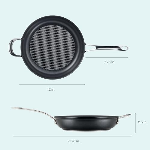 Anolon X Hybrid Nonstick Frying Pan/Skillet with Helper Handle, 12 Inch, Dark Gray