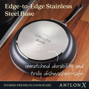 Anolon X Hybrid Nonstick Frying Pan/Skillet with Helper Handle, 12 Inch, Dark Gray