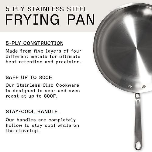 Made In Cookware - 12-Inch Stainless Steel Frying Pan - 5 Ply Stainless Clad - Professional Cookware - Crafted in Italy - Induction Compatible
