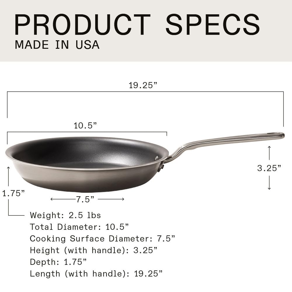 Made In Cookware - 10" Non Stick Frying Pan (Graphite) - 5 Ply Stainless Clad Nonstick - Professional Cookware - Crafted in USA - Induction Compatible