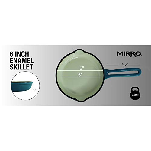 Mirro MIR-19060 6" Mini Cast Iron Skillet, Teal, Ready to Use