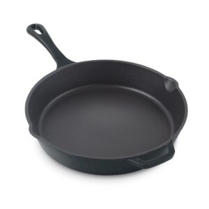 dash zakarian 11" nonstick cast iron skillet with pour spouts for searing, baking, grilling, roasting and more - black