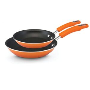 rachael ray brights nonstick frying pan set / fry pan set / skillet set - 9.25 inch and 11 inch, orange