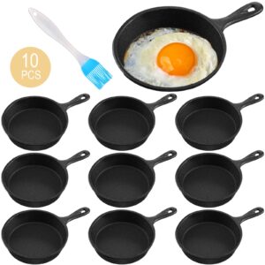 remerry 4 inches cast iron skillets mini black iron nonstick frying pan small sizzling plate egg pan cast iron pot bundle with oil brush for indoor and outdoor restaurant kitchen