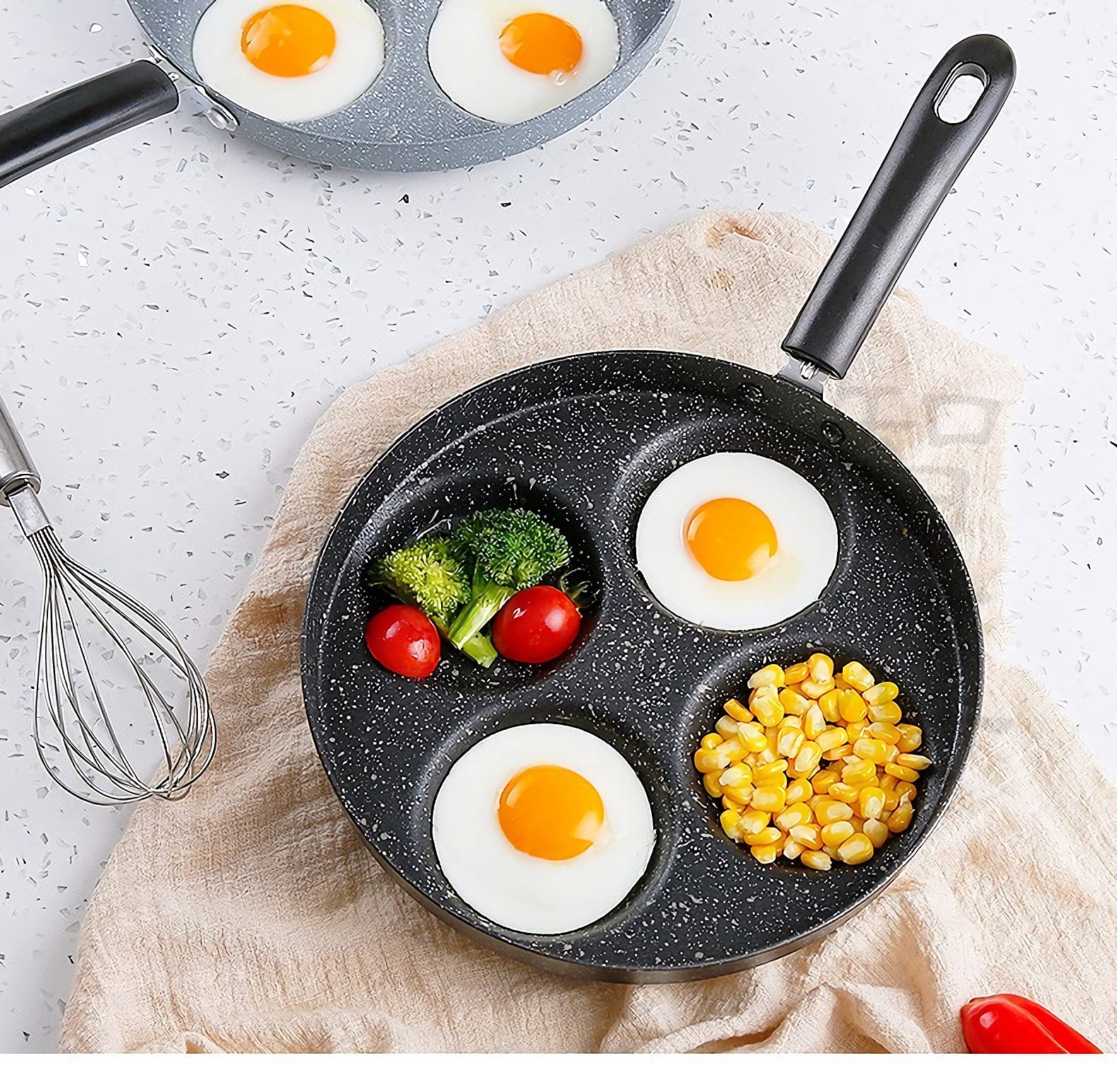 NINGVIHE Egg Pan,Non Stick Frying Pan,Skillet Pans for Cooking,Multi Egg Cooker Pan for Breakfast,Safe Non-stick Coating(Round)