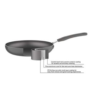 Amazon Basics Ceramic Non-Stick 3-Piece Skillet Set, 8-Inch, 9.5-Inch and 11-Inch, Gray