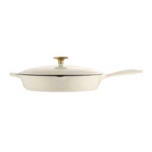 Tramontina Skillet Cast Iron 12 in Latte with Gold Stainless Steel Knob, 80131/082DS