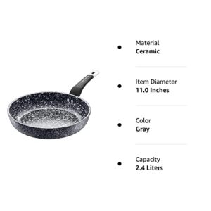 WaxonWare 11 Inch Ceramic Nonstick Frying Pan/Nonstick Skillet, Large Anti-Warp Non-Toxic PTFE PFOA Free Granite Nonstick Pan, Induction Cooking Compatible, Non-Stick Egg Frying Pan- STONETEC Series