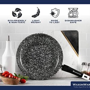 WaxonWare 11 Inch Ceramic Nonstick Frying Pan/Nonstick Skillet, Large Anti-Warp Non-Toxic PTFE PFOA Free Granite Nonstick Pan, Induction Cooking Compatible, Non-Stick Egg Frying Pan- STONETEC Series