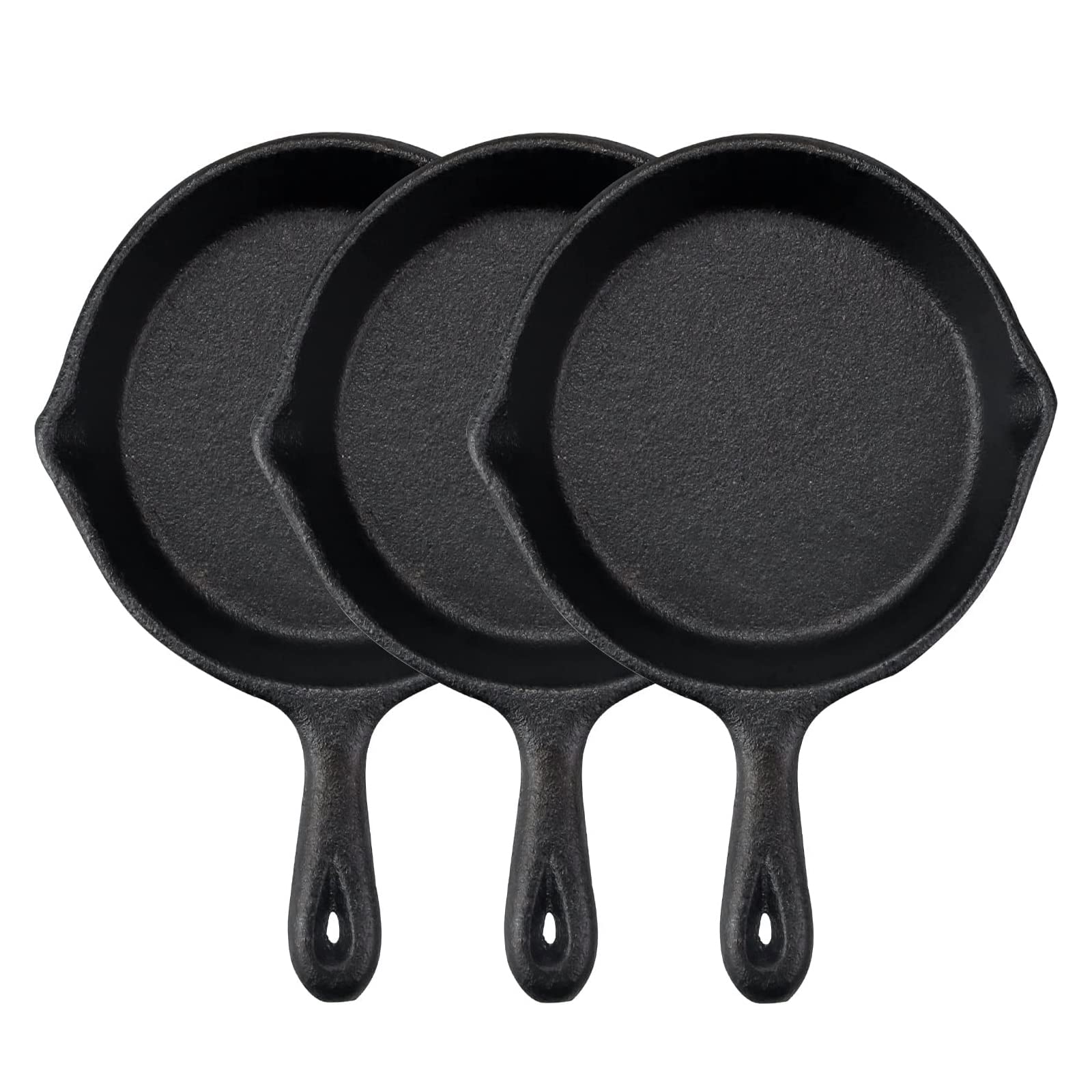 GothaBach 3 Pack 4'' Mini Cast Iron Skillet, Pre Seasoned Small Cast Iron Skillet for Baked Cookie, Brownie, Egg Cakes