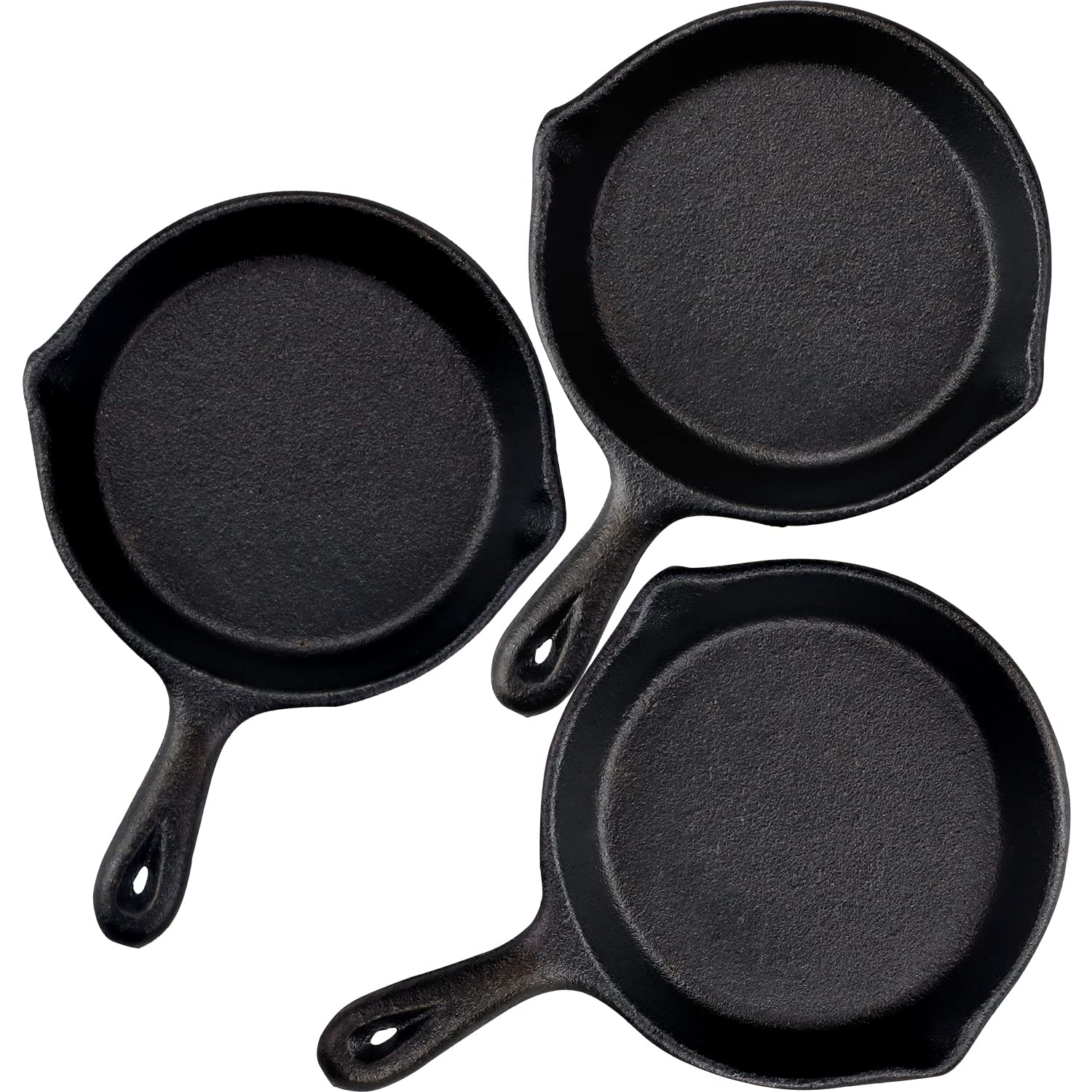 GothaBach 3 Pack 4'' Mini Cast Iron Skillet, Pre Seasoned Small Cast Iron Skillet for Baked Cookie, Brownie, Egg Cakes