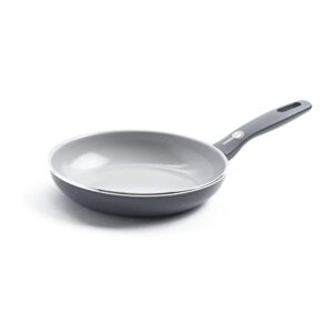 greenpan dover healthy ceramic nonstick, 8" frying pan skillet, pfas-free, dishwasher safe, comfort grip handle, grey