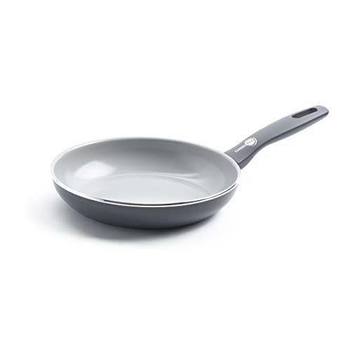 GreenPan Dover Healthy Ceramic Nonstick, 8" Frying Pan Skillet, PFAS-Free, Dishwasher Safe, Comfort Grip Handle, Grey