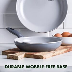 GreenPan Dover Healthy Ceramic Nonstick, 8" Frying Pan Skillet, PFAS-Free, Dishwasher Safe, Comfort Grip Handle, Grey