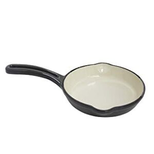 Mirro MIR-19056 6" Mini Cast Iron White Enamel Coated Interior Skillet, Grey, Ready to Use