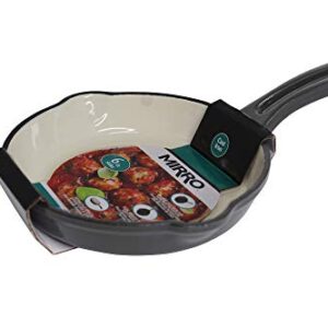 Mirro MIR-19056 6" Mini Cast Iron White Enamel Coated Interior Skillet, Grey, Ready to Use