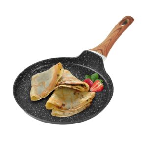 lecooking nonstick crepe pan, 8.5 inch griddle pan, fry pans for cooking eggs, omelettes, and more - non-stick marble coating skillet induction compatible