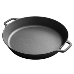 edging casting pre-seasoned large cast iron skillet 17 inch, dual handle outdoor camping frying pan, pizza pan, use for grill, stovetop, induction, oven safe cookware