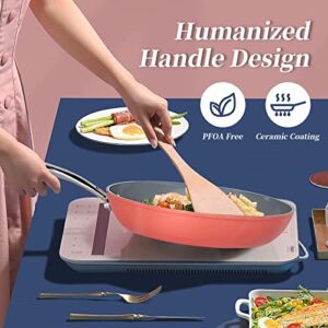 Flamingpan 10.5 Inch Nonstick Frying Pan, Internal Ceramic Coating, Smooth and Easy to Clean, Non-stick Frying Pan has great permeability and versatility, Skillet for Use in Family, Party and Party.