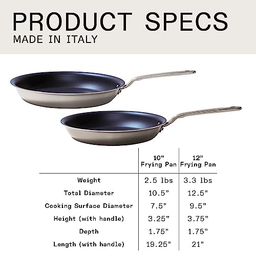 Made In Cookware - Non Stick 2 Piece Frying Pan Set (Includes 10",12") - 5 Ply Stainless Clad Nonstick - Professional Cookware - Crafted in Italy - (Harbour Blue)