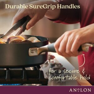 Anolon Advanced Home Hard Anodized Nonstick Deep Frying Pan/Skillet with Lid, 12 Inch, Moonstone