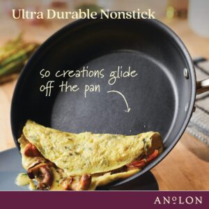 Anolon Advanced Home Hard Anodized Nonstick Deep Frying Pan/Skillet with Lid, 12 Inch, Moonstone