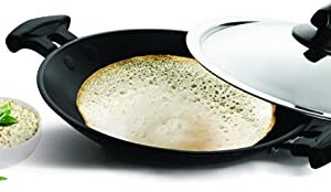 Pigeon Non Stick Appam Pan, 8" Appam Kadai with Stainless Steel Lid, Residue Free Appam Maker for Induction Cooker, Appa Chatty Breakfast Appam Pan Patra, Palappam Maker, Egg Hopper Pan for Omelettes