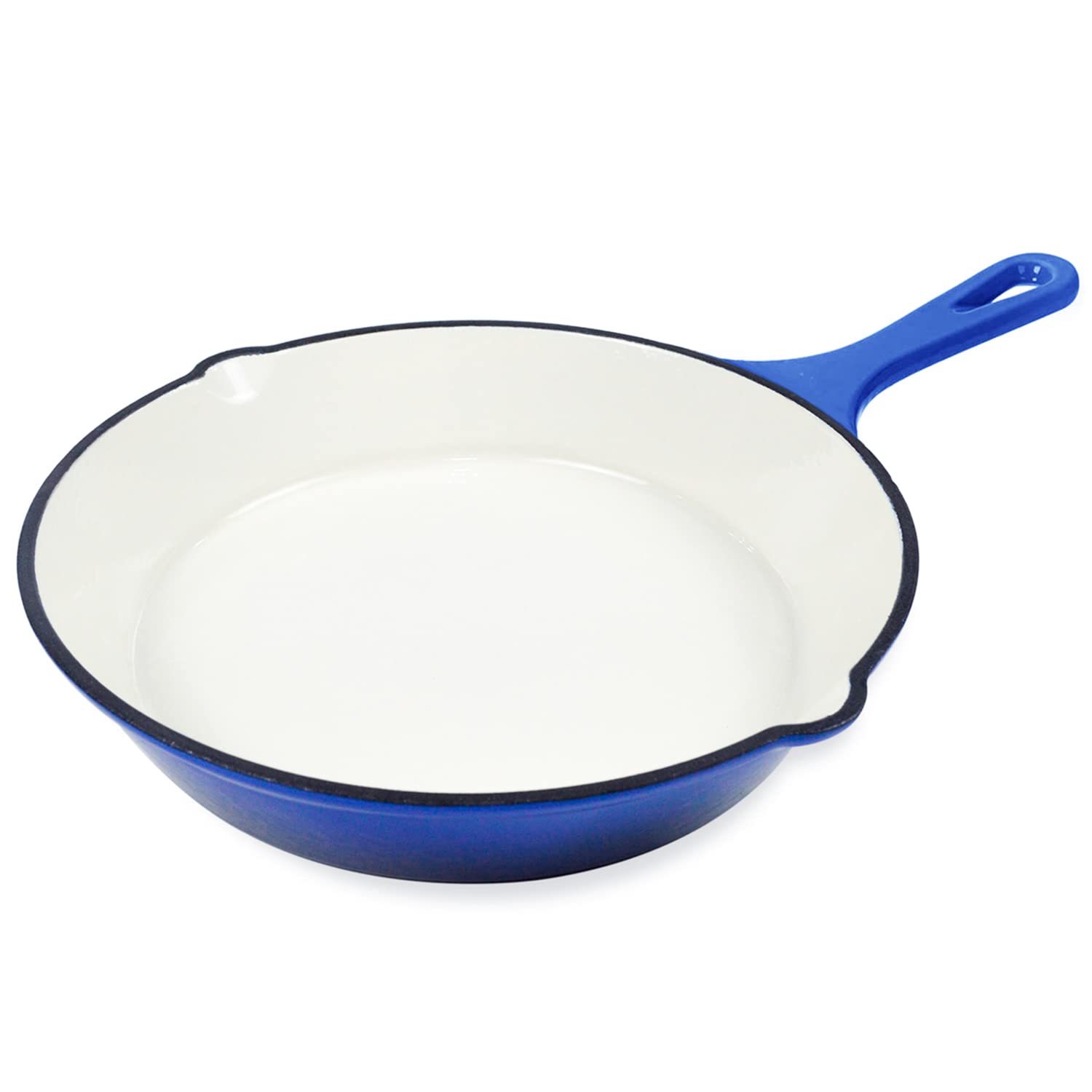 Healthy Choices 8" Small Enameled Cast Iron Pan, White Cast Iron Skillet, Blue Enameled Skillet, Eggs, Sauces, Desserts, BBQ Safe, Small Skillet For Camping, Dishwasher, Induction, Stovetop, Open Fire